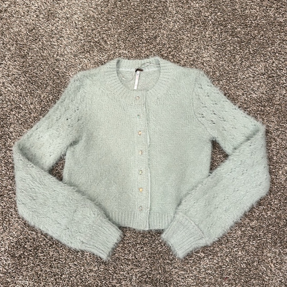 Free People Celeste Cardigan in Seafoam - Picture 6 of 8